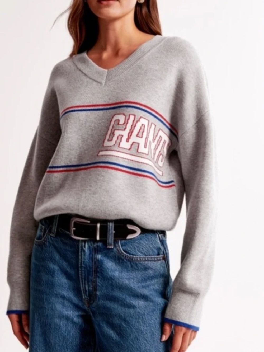 Abercrombie & Fitch NY Giants V-neck sweater small